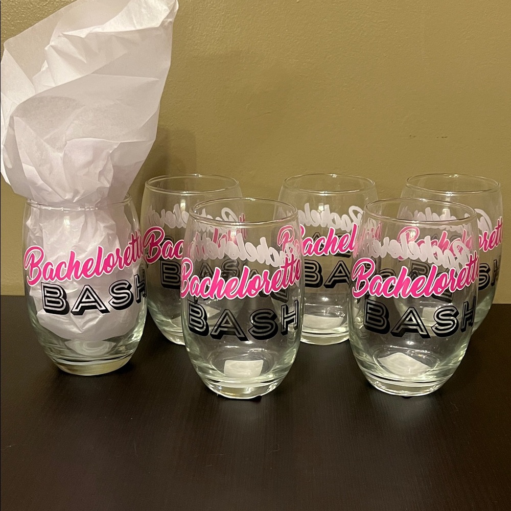 Set of 6 “Bachelorette Bash” wine glasses